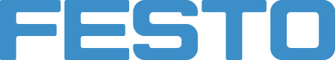 Das Logo der Firma Festo - blaue Schrift auf weißem Grund