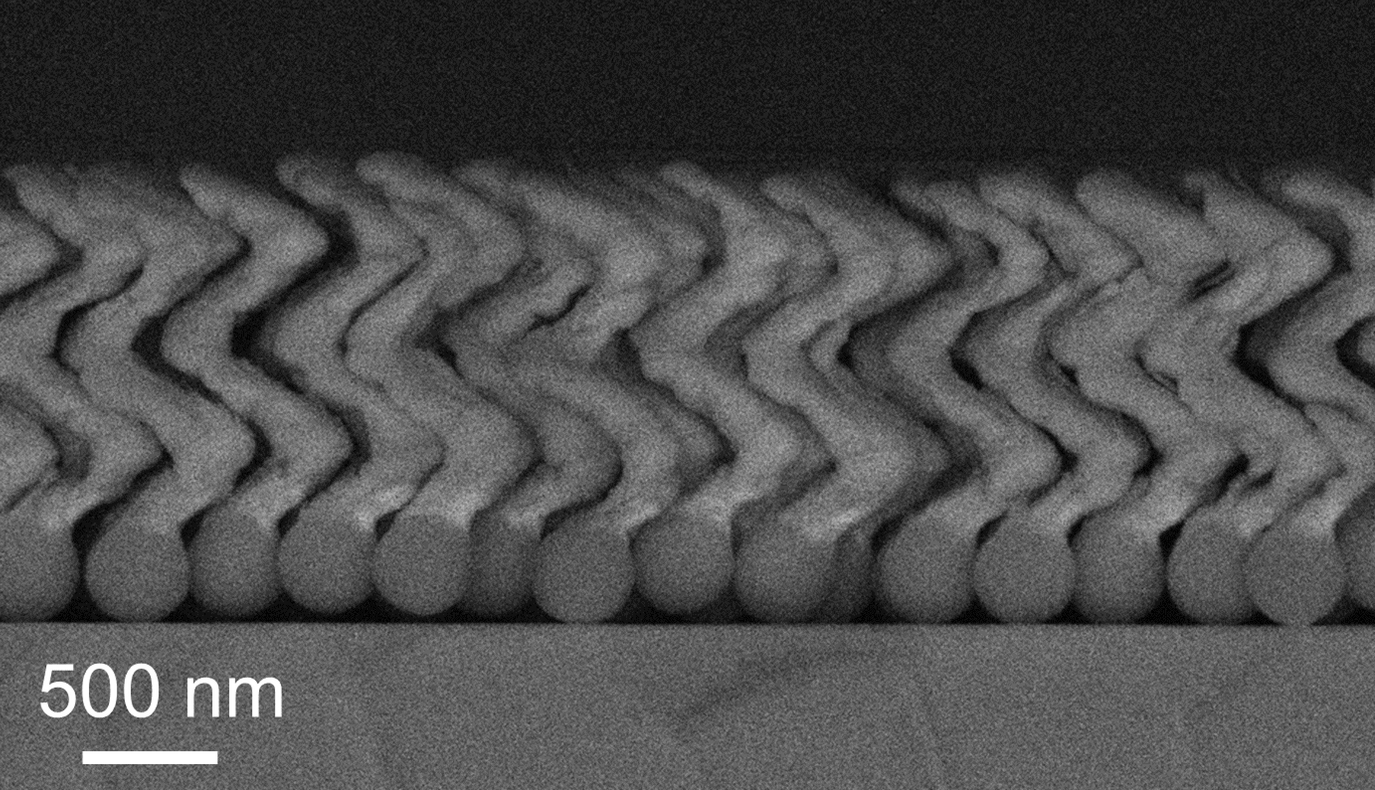 Black & white microscope image of the nanopropellers