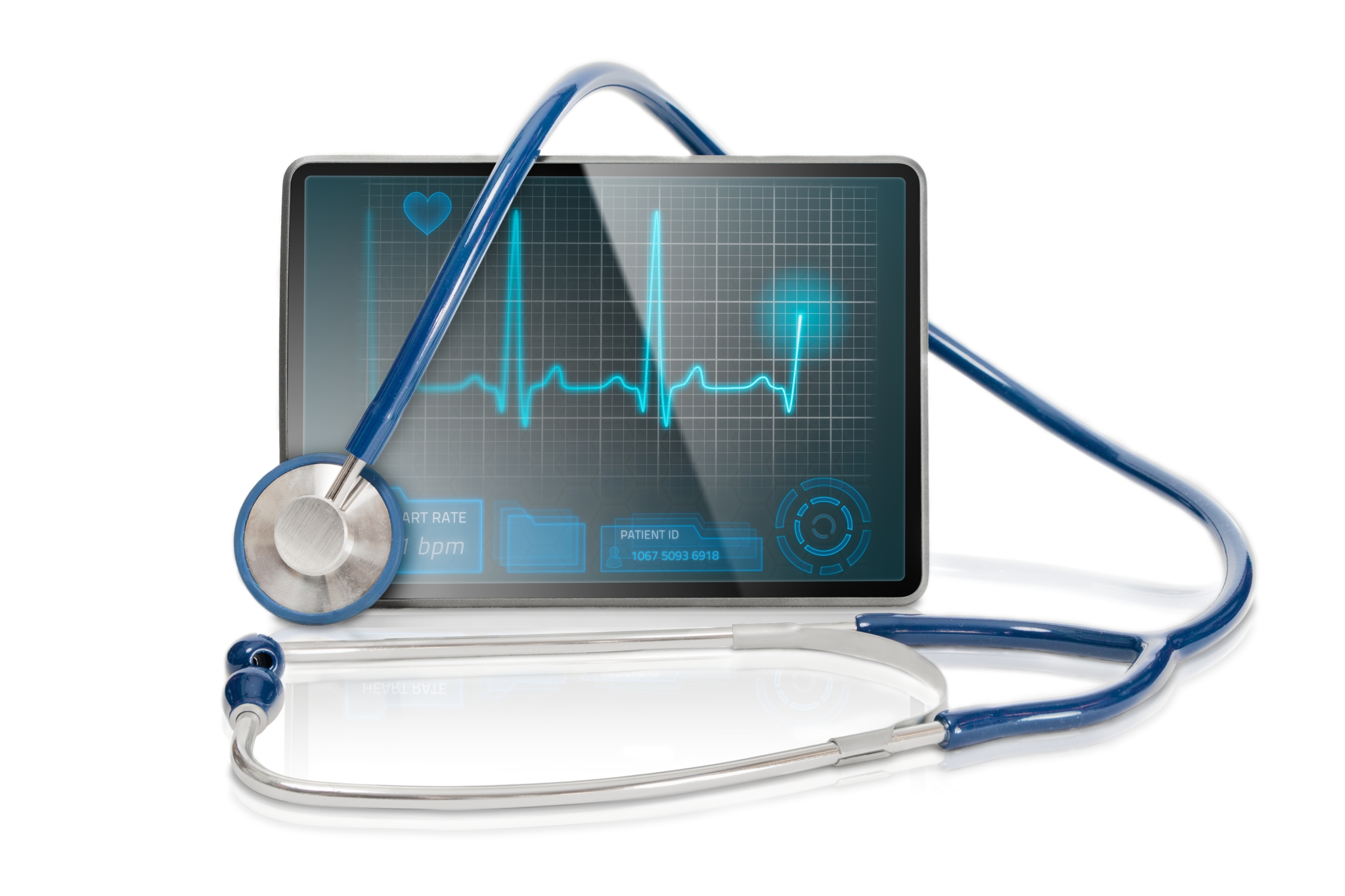 Telemedicine: Stethoscope and heart monitor