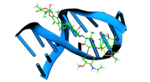 Schematic showing the molecular structure of calicheadmicin at the target of the enzyme, i.e. DNA, that is also shown schematically. Figure: HQS Quantum Simulations