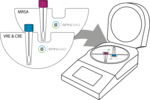 Schematic showing the device and the test carrier.