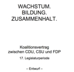 Titelblatt Koalitionsvertrag CDU CSU FDP