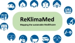 The 15 areas of healthcare are each represented by an icon and arranged in a circle around the ReKlimaMed logo.