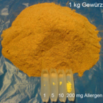 The production of comparative spice materials consisting of homogeneously distributed allergenic raw materials is a must in the standardization, evaluation and optimization of allergen analytics. The major challenge is the homogeneous addition of smallest amounts (e.g. 1, 5, or 10 mg) of allergens to spice mixtures and the subsequent sensitive detection of these allergens.<br />