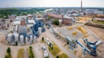 Overview picture of the complete facility with straw storage unit and the individual production units.